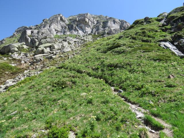 der Wanderweg führt uns über grosse Schlaufen über die Lengi Egga...