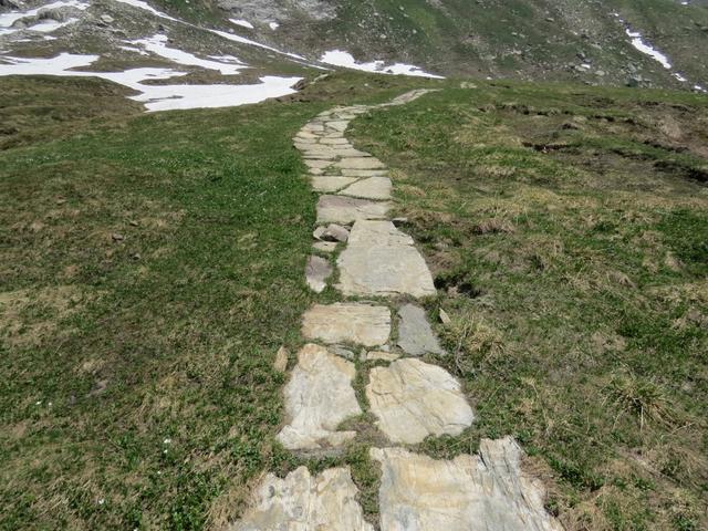 über einen Steinplattenweg durchwandern wir ein schönes Naturschutzgebiet