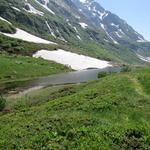 eingebettet in der Berglandschaft taucht vor uns der Halsesee auf