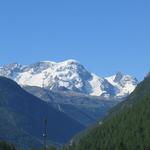 am Talende erkennen wir das Klein Matterhorn und das Breithorn