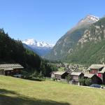 Blick auf Randa mit dem Breithorn am Talende