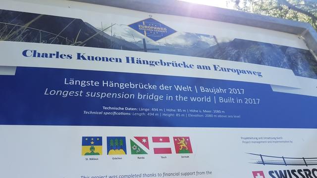 es ist die längste Fussgänger-Hängebrücke der Welt