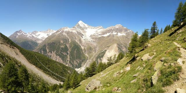 was für eine Aussicht Mettelhorn, Zinalrothorn, Weisshorn, Brunegghorn und Hängebrücke