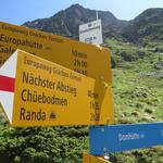 wir erreichen die Weggabelung Domhüttenweg 2238 m.ü.M. Hier kommt uns die Bergtour zur Domhütte in den Sinn