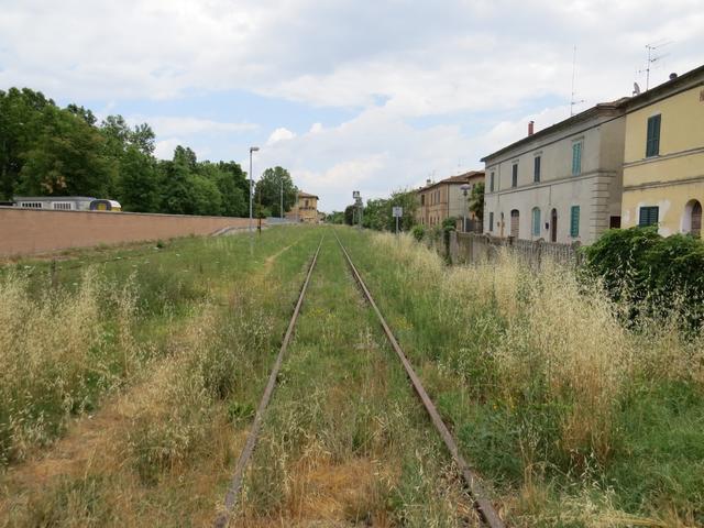 nach der Pause verlassen wir Torrenieri und überqueren Geleisen wo seit langem kein Zug mehr hindurchgefahren ist