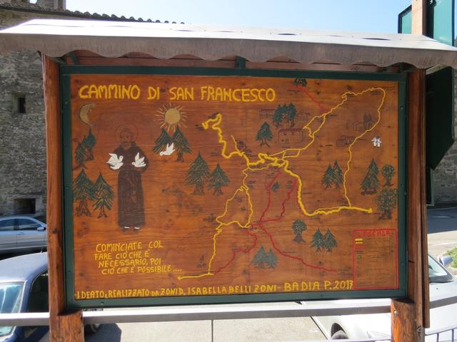 Infotafel über die Via San Francesco durch das Casentino