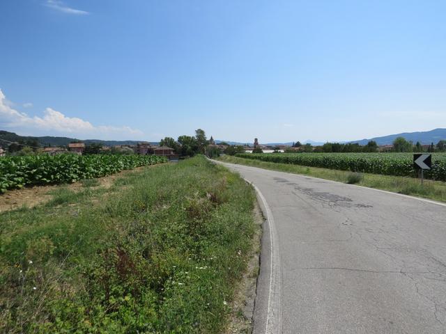 über eine schwach befahrene Landstrasse...