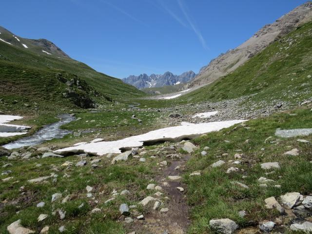 ...führt uns der Wanderweg eine Zeit lang am mäandrierenden Bach entlang