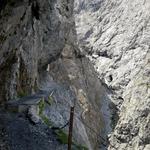 durch die Schlucht führt ein schmaler Band hoch über dem tosenden Wildbach