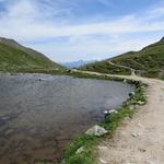 an diversen kleinen Bergseen vorbei, wandern wir nun auf Südtiroler Seite zur Sesvenna Hütte