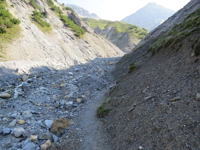 ...und wandern nun anstrengend über das Bachbett,..