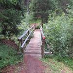 über eine Holzbrücke wird der Campobach überquert. Er wird uns bis zum Rifugio begleiten