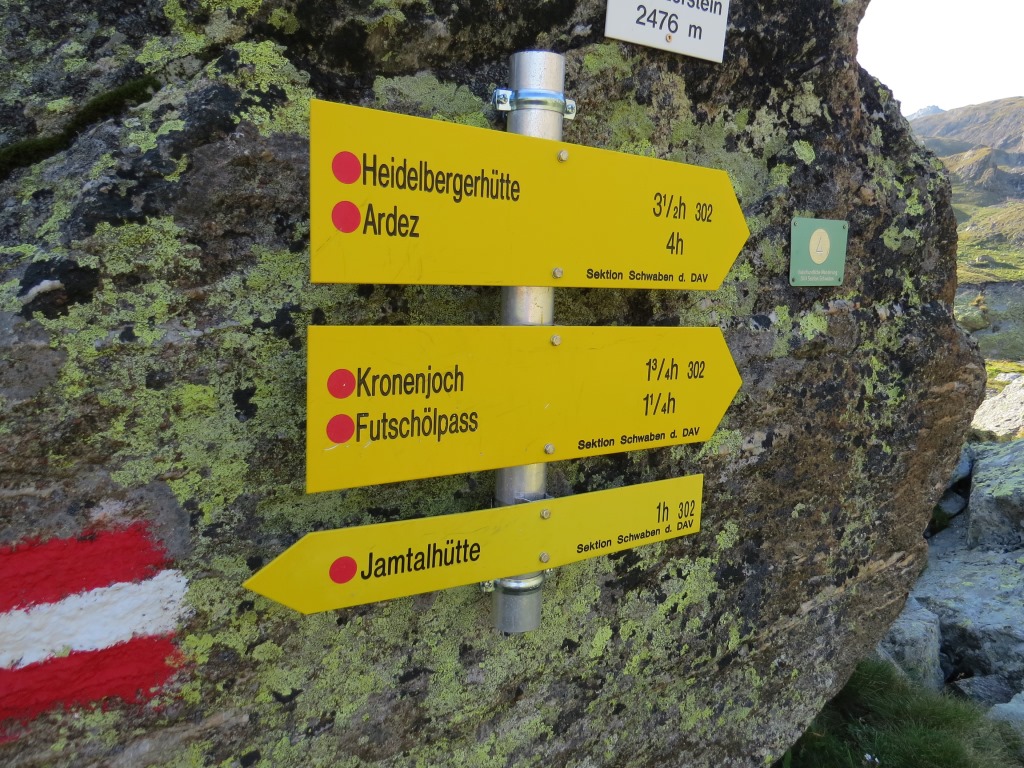 bei der Weggabelung Finanzerstein 2476 m.ü.M.