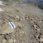 der Wanderweg ist hier mit weiss-blau-weiss markiert...