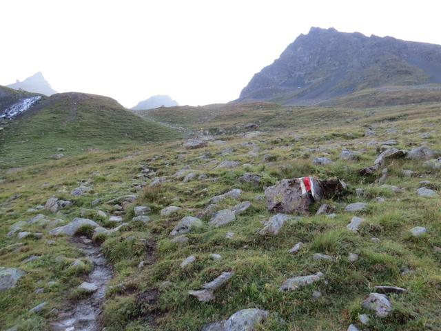 steil führt der Pfad zur Weggabelung bei Punkt 2357 m.ü.M. hinauf