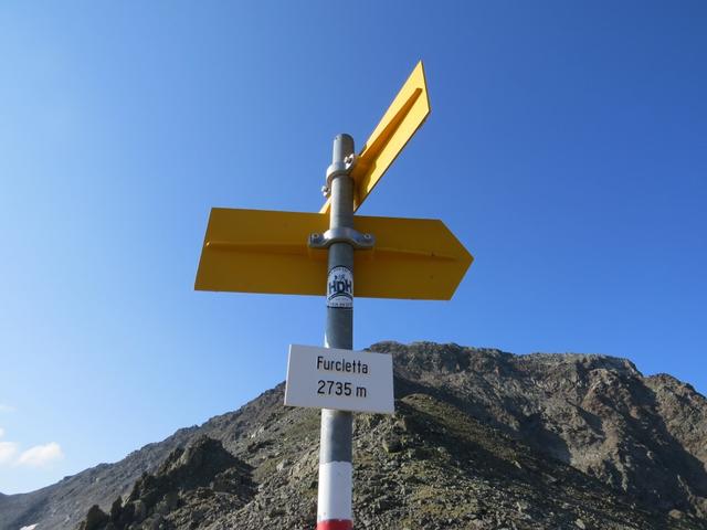 Wegweiser auf der Furcletta