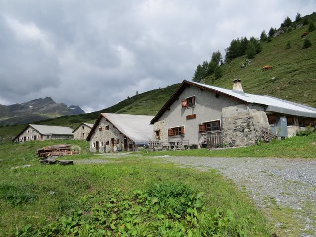 ...und stossen danach auf die Gebäude der Alp Sura 2122 m.ü.M.