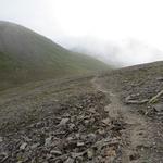 der Wanderweg führt uns nun rechts am Berghang des Piz Fenga Pitschna entlang