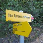 wir bleiben auf dem Wanderweg nach San Romerio