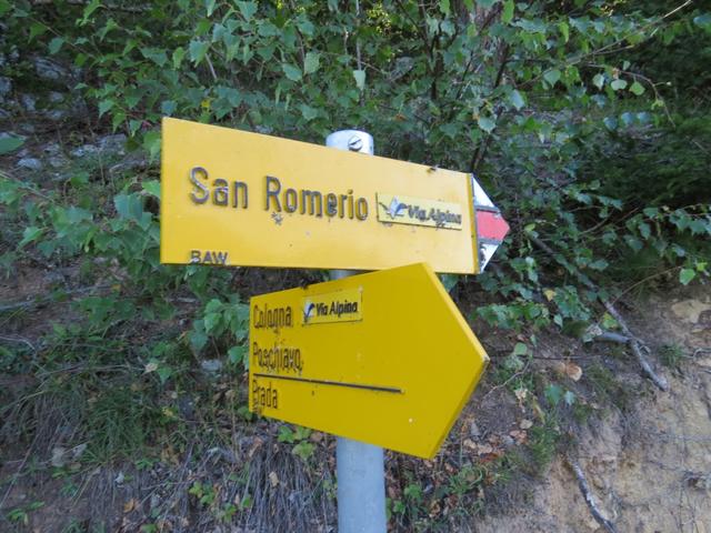 wir bleiben auf dem Wanderweg nach San Romerio