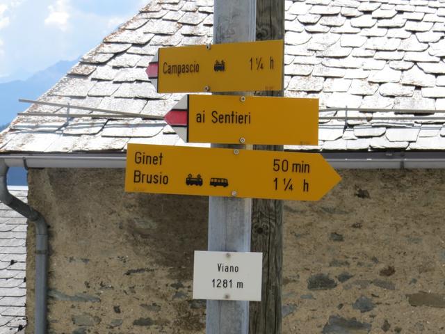 Wegweiser in Viano