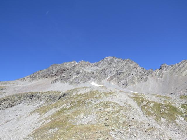 über uns erhebt sich die Felsbastion des Piz Linard, wo immer einige Seilschaften zu beobachten sind