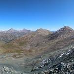 Blick ins Val Laver mit Piz Mottana Piz Tschütta, Muttler, Piz Spadla, Piz Soèr und Piz Champatsch