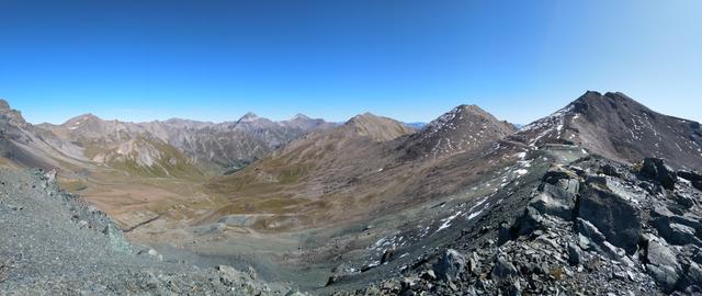 Blick ins Val Laver mit Piz Mottana Piz Tschütta, Muttler, Piz Spadla, Piz Soèr und Piz Champatsch