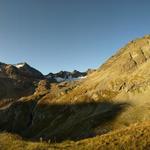 schönes Breitbildfoto mit Blick auf Piz Suvretta, Fuorcla Suvretta und Piz Traunter Ovas