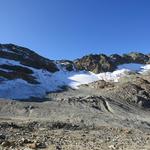 ...führte der Bergweg über den Gletscher. Der hat sich aber schon weit in den Berghang zurückgezogen