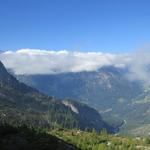 Blick in das Bergell. Der Höhenweg nach Soglio ist empfehlenswert