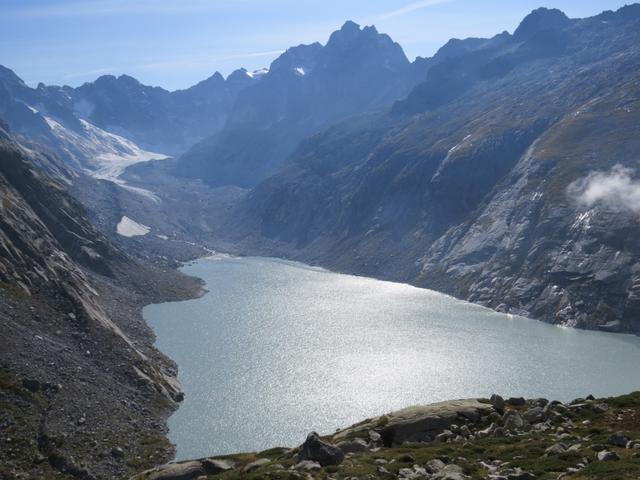 Albignasee mit Albignagletscher und die berühmte Bergeller Berge wie Cima della Bondasca und Sciora Kette