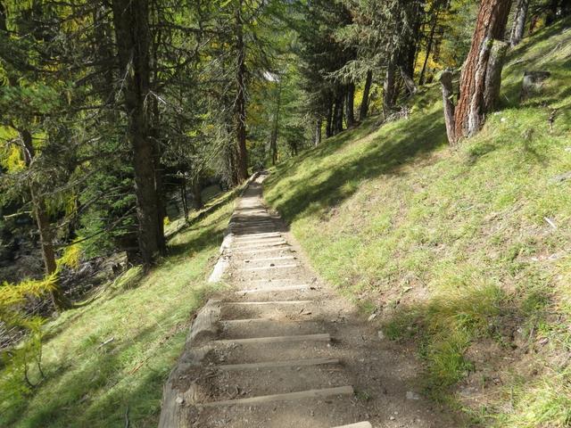 kurz vor der Einmündung des Val Müschauns geht es dann in einigen Serpentinen wieder steiler hinab