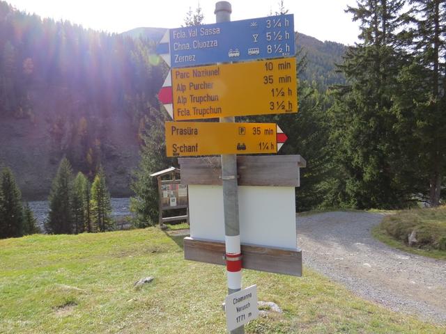 kurz nach der Weggabelung bei der Varusch Hütte Richtung Prasüras, überqueren wir wieder die Ova da Trupchun