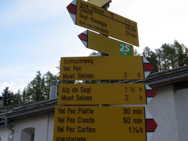 Wegweiser in Sils-Maria 1809 m.ü.M.