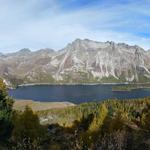 schönes Breitbildfoto mit Blick auf der anderen Seeseite des Silsersees