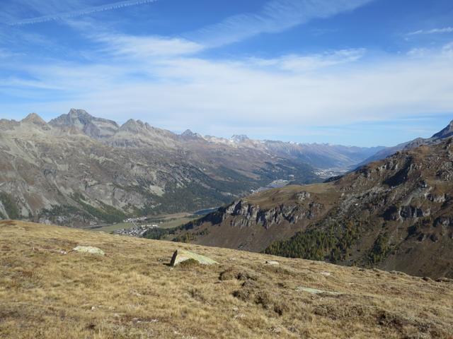 Blick auf die Engadiner Seenplatte mit Piz Julier, Piz Albana und Piz Nair, den haben wir auch schon besucht