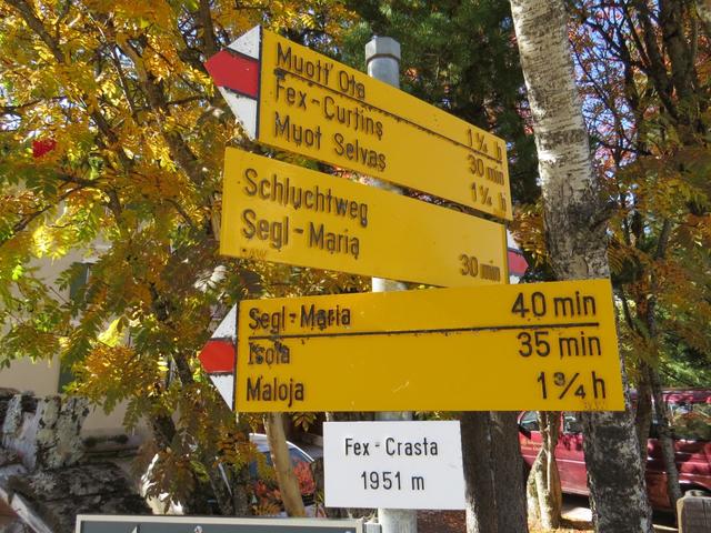 Wegweiser bei Fex Crasta 1951 m.ü.M.