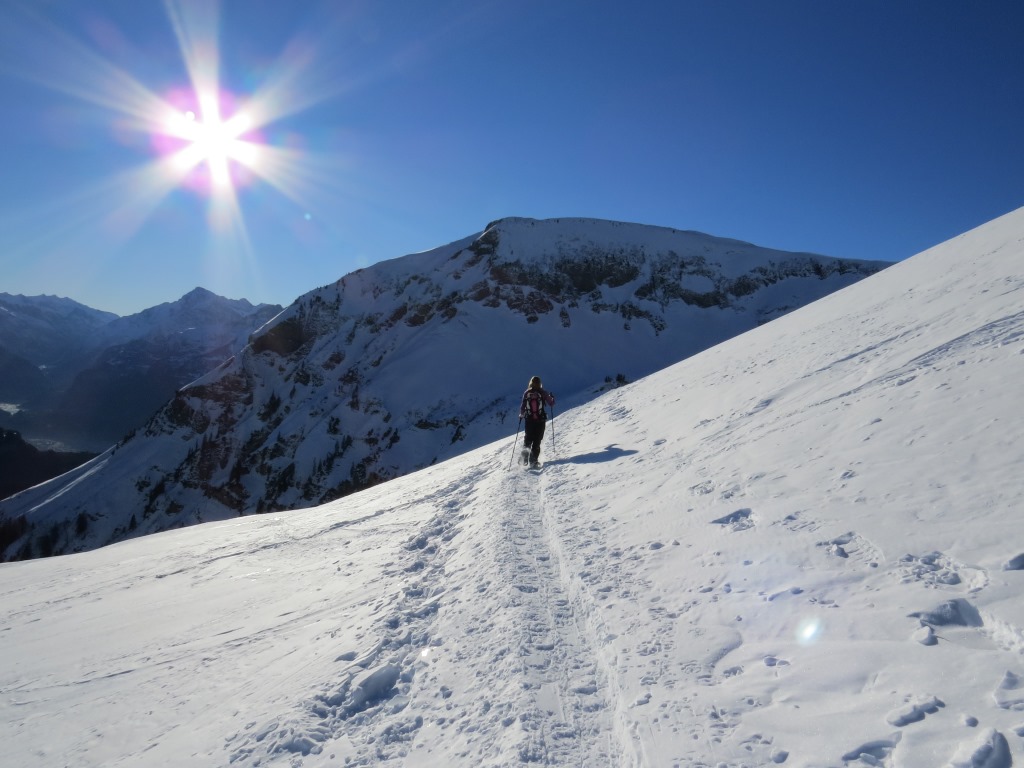 der Schneeschuhpfad führt uns entlang der Mülimäsplatten...