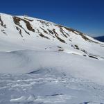 wie in einer weissen Arena zieht sich die Schneeschuhspur anschliessend...