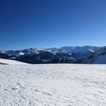 diese traumhafte Aussicht geniessen wir beim Schneeschuhlaufen