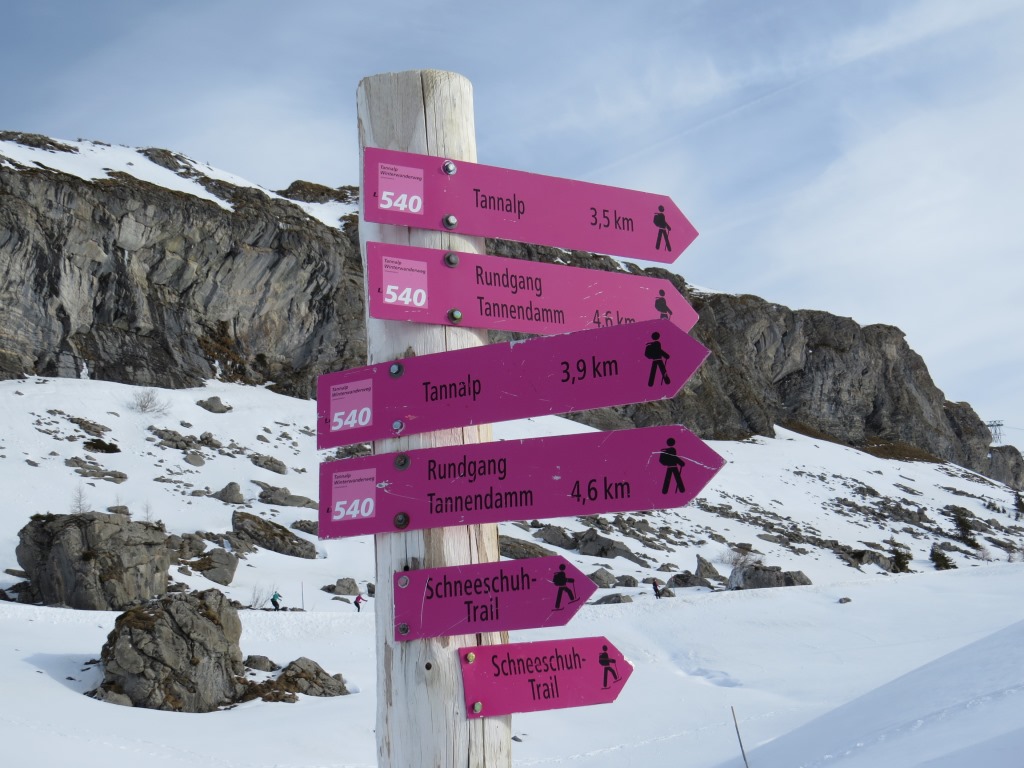 der Schneeschuhtrail zur Tannalp ist bestens markiert