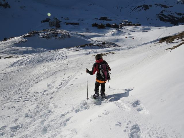 Melchsee‑Frutt liegt bereits im Schatten. Es zeigt uns wie zeitiges Starten bei dieser Tour entscheidend ist