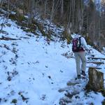 wir ahnten es hier noch nicht, doch wir würden weiter oben auf deutlich mehr Schnee stossen