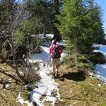 erleichtert, den vereisten Hang gemeistert zu haben, folgen wir dem schmalen Grat hinauf zum langgezogenen...