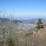 während wir Schritt für Schritt weiterziehen, öffnet sich unter uns der Blick auf Einsiedeln