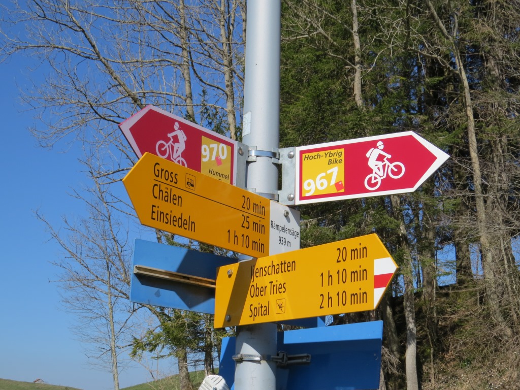 Wegweiser bei der Rämpelensäge
