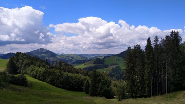 Blick auf die schöne hügelige Landschaft des Appenzellerland