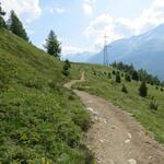 ...um danach auf gleichbleibender Höhe Richtung Champfèr zu führen