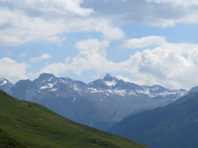 vor uns ist der Piz Languard gut ersichtlich. Sofort kommt uns die Wanderung zu diesem Gipfel in den Sinn